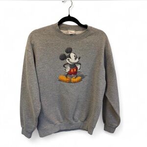 Vintage Women’s 2000’s Disney Store Mickey Mouse Grey Crewneck Sweatshirt Medium